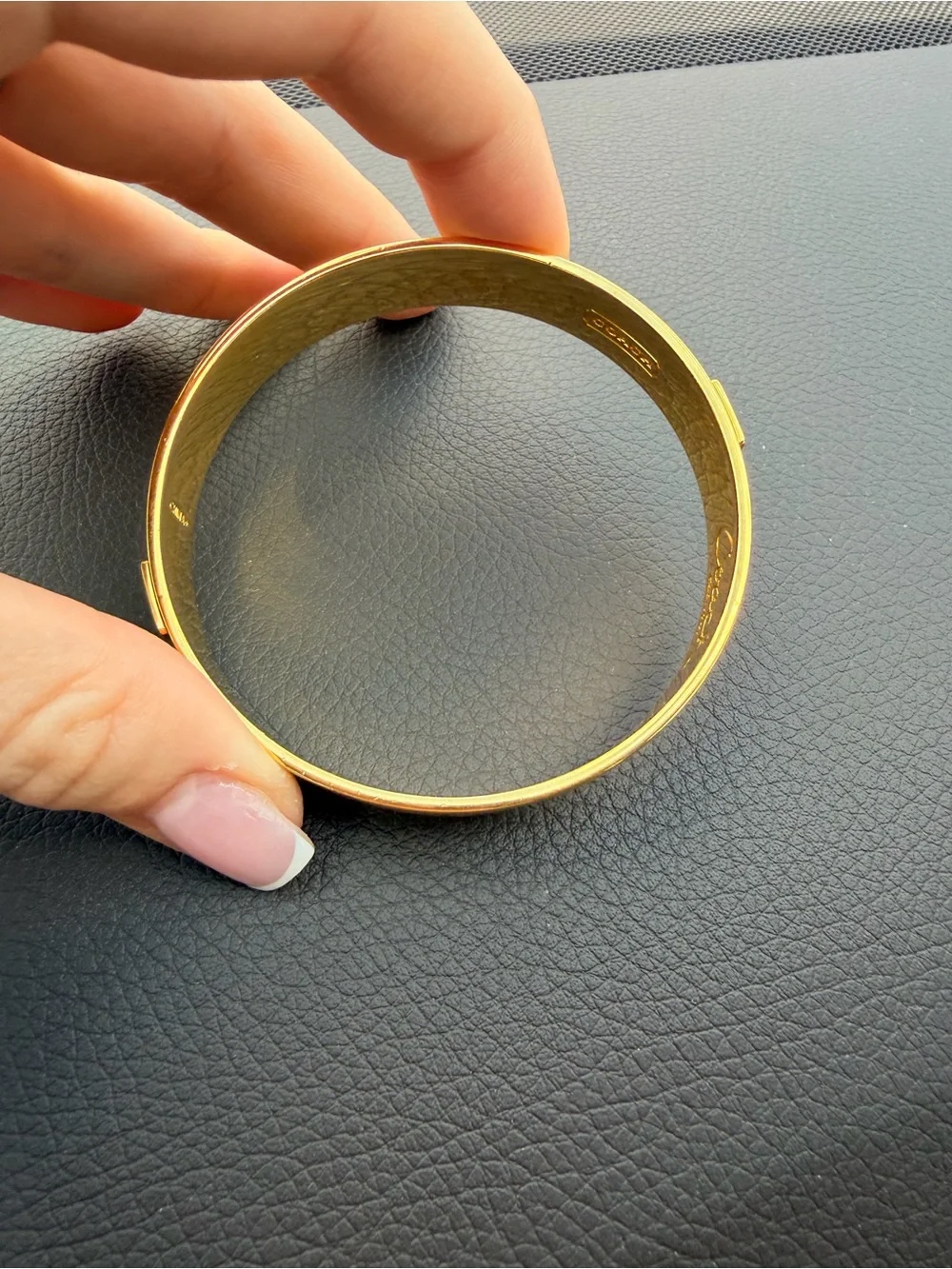 Coach Gold-Tone Bracelet with Black Enamel Signature Pattern